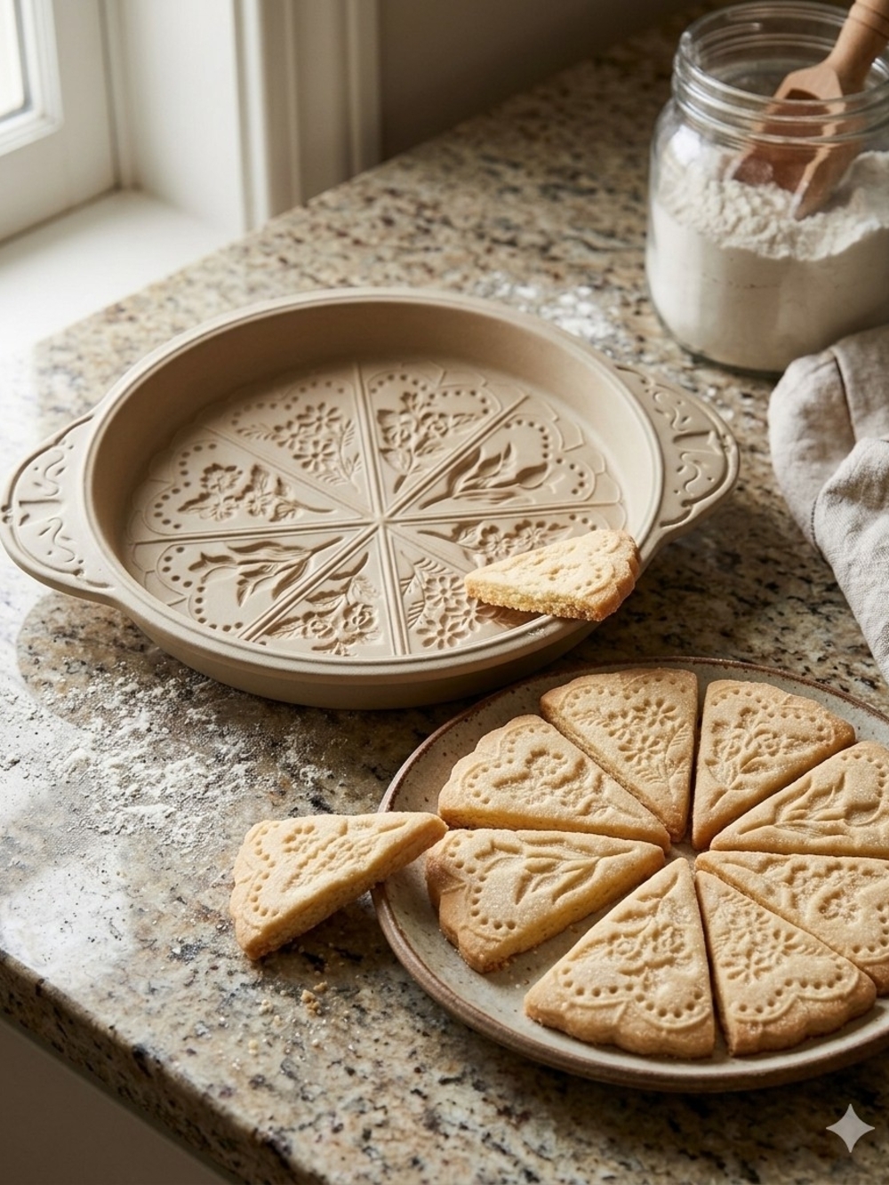 Floral Heart Shortbread Cookie Stoneware Mold
